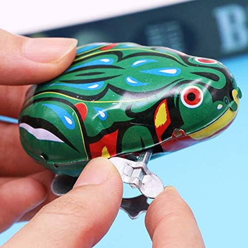 Hystyle 6 PCS שעון שעון צפרדע אביב צעצוע צפרדע קפיצת מתכת ירוקה