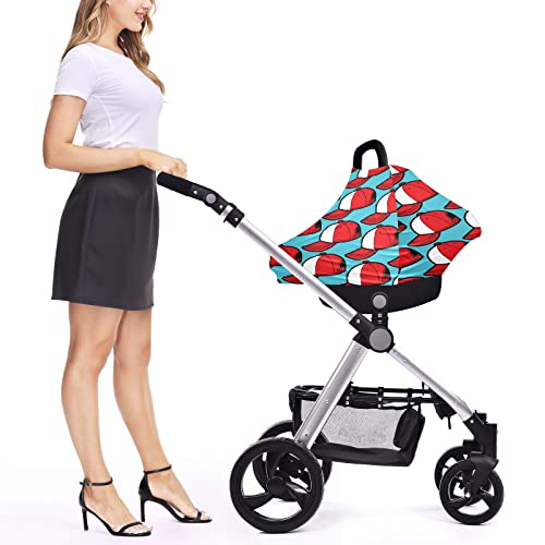 מושב מכונית לתינוק מכסה כובע גולף לבן אדום רקע כחול רקע סיעוד כיסוי עגלת צעיף הנקה כיסוי עגלת תינוקות