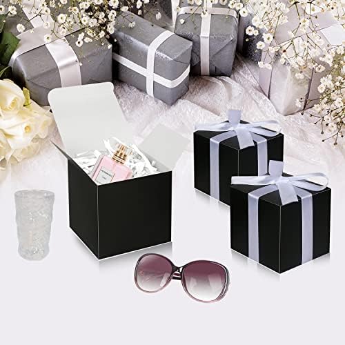 קופסאות מתנה שחורות דויד 5 על 5 על 5, 30 מארז קופסאות מתנה מנייר עם מכסים למתנה, קופסת הצעת שושבינה,
