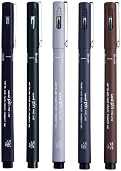 סט קלאמפאק חד-פין 5 יחידות, עט קו דק שחור 0.5 ממ ו-4 עטי קצה מברשת בצבעים שונים