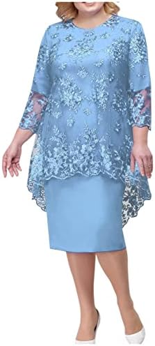 נשים של קצר שרוול שמלת תחרה רקמת בינוני ארוך אורך שתי חתיכה להגדיר שמלה מזדמן שמלות קיץ