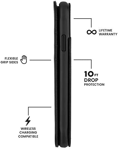 ארנק נשות -נוצות - מארז לאייפון 11 פוליו - הגנה על טיפה של 10 רגל - 6.1 אינץ ' - עור שחור