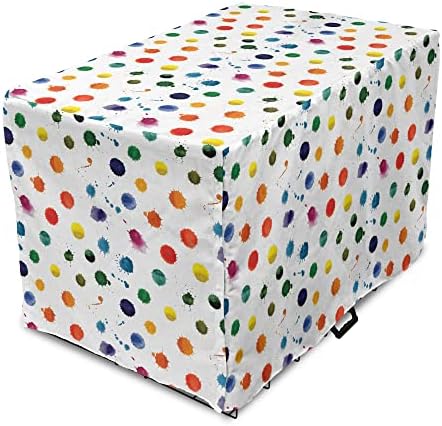 כיסוי ארגז כלבי צבע לונאנים, התזת צבע מעגל יוצרים נקודות פולקה צבעוניות מודרניות חדר משחקים מופשט,