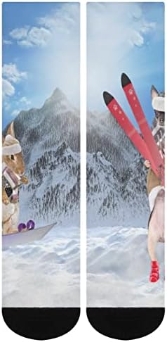 צ'יוואווה חמוד וסקי סקי צבע מודפסים גרביים תואמות גרביים אתלטיות ברך גבוהה לנשים גברים