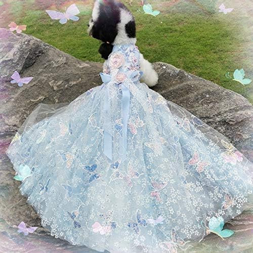 Fegoclt חיננית פרח קיץ שמלת חיות מחמד שמלת כלה שמלת קיץ חצאית פרח רב עלה חצאית כלב חצאית חצאית כחולה