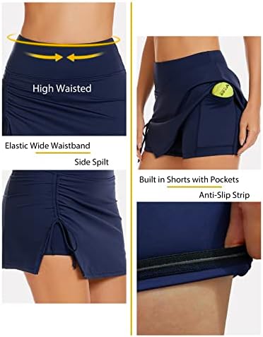 חצאיות טניס לנשים של אדראה עם כיסים פעילים גולף סורטס עם מכנסיים קצרים מותניים גבוהים אימון אימון חצאיות