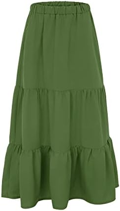 חצאיות מקסי ארוכות זורמות לנשים לנשים קיץ מזדמן חצאית חוף בוהו בצבע אחיד מותן גבוה מתנדנד חצאית קו א-קו
