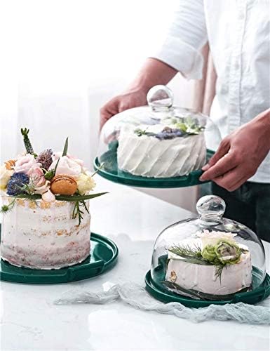 יאנגבו יצירתי בציר בינאורלי קרמיקה עוגת מגש עם זכוכית כיסוי ירוק קינוח צלחת אחר הצהריים תה עגול לחם מאפה קינוח
