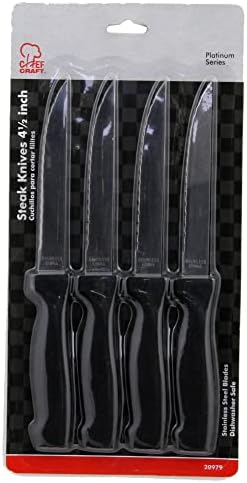 שף קרפט בחר סטייק סכין סט, 4.5 אינץ להב 8.25 סנטימטרים באורך 4 חתיכה סט, שחור