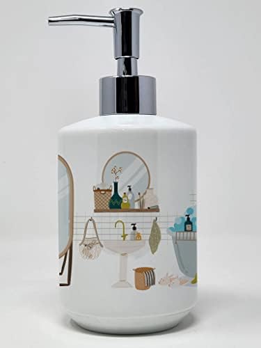 אוצרות קרוליין WDK5756SOAP אפור גלן של אימאל במתקן סבון קרמיקה אמבטיה, בקבוקי משאבה של מתקן סבון יד למטבח
