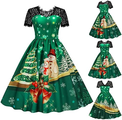 שמלות חג מולד לנשים פלוס צוואר עגול עץ חג המולד עץ חג המולד שמלת קו גוף סקסי ערב סקסית קוקטייל