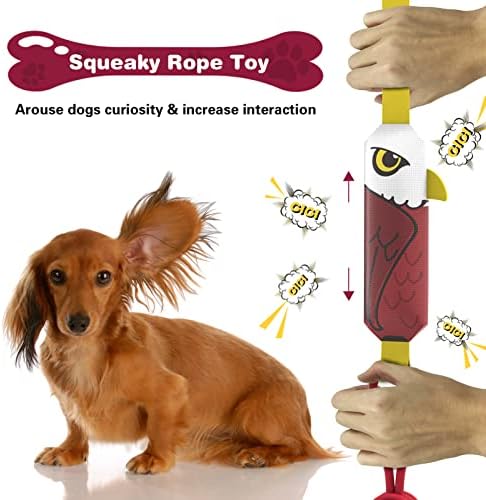 פינקונה משיכת חבל כלב צעצוע, חורק אינטראקטיבי כלב משיכה חבל צעצוע גבוהה לשבור כוח עם ארגונומי