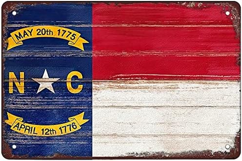אבן רוזפינץ ' רטרו מצחיק שלטי מתכת שלטי פח, דגל מדינת צפון קרוליינה קישוט קיר הבית בחוץ, גודל: