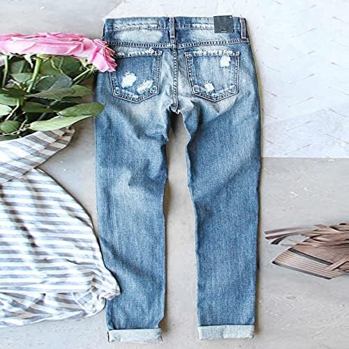 נשים נמר תיקון קרע החבר במצוקה למתוח ג 'ינס סקיני ג' ינס חיות הדפסת ג 'וניורס נהרס קאפרי ג' ינס
