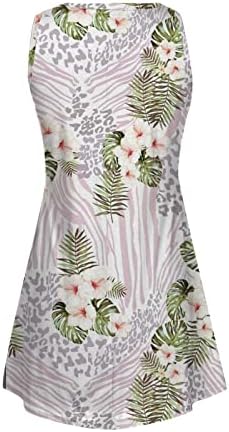 WPOUMV שמלות קיץ לנשים הדפס פרחוני ללא שרוולים שמלת צוואר שמלת צוואר הוואי חוף השמש שמלת מיני טנק