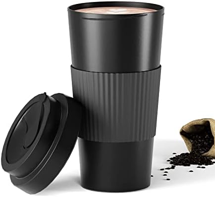 ספל קפה פליון הוכחה לשפוך 22 עוז, כוסות כוס קפה לשימוש חוזר עם מכסים, כוסות מים בפה רחב מים עם שרוול
