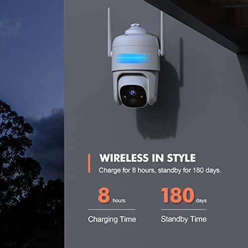 מצלמות אבטחה 2K מצלמות אבטחה אלחוטיות WiFi, Siren Alart Spotlight מצלמה חיצונית מצלמה אלחוטית
