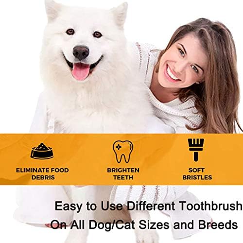 זיאאה 10 מארז מברשת שיניים לחיות מחמד לכלבים, 2 מברשות שיניים לחיות מחמד עם ראש משולש 3 מברשת שיניים