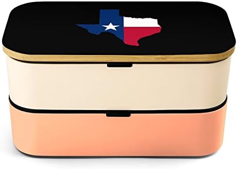 מפת דגל מדינת טקסס שכבה כפולה קופסת ארוחת צהריים בנטו עם מכשיר ארוחת צהריים מערכה כוללת 2 מכולות