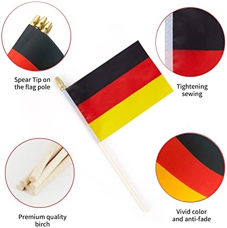 דגל גרמנית של Lebei מיני, דגלים קטנים של כף יד גרמניה, 4x6 אינץ '12 חבילה