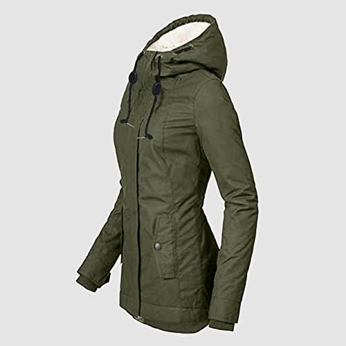מעילי חורף של נשים, מעילים חמים של נשים בתוספת גודל אורך ארוך ז'קט עם ז'קט עם פרווה פו מכסה המנוע מזדמן