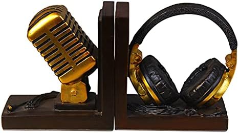 זליב עיצוב הבית מיניאטורי דגם מיקרופון אוזניות מוסיקה מאהב קישוטי רטרו שרף סוף ספרים צלמיות עיצוב שולחן אבזרים