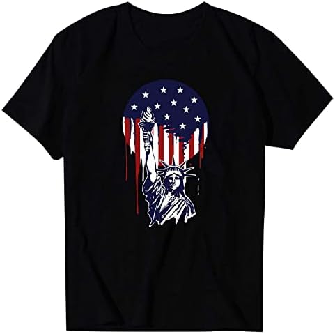 חולצת טריקו ליום הדגל לנשים חולצות חמניות דגל אמריקאיות 4 ביולי חולצה פטריוטית שרוול קצר שרוול צוואר