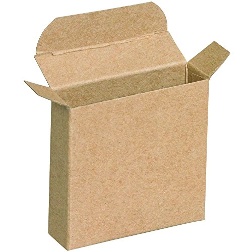 קופסאות מתנה מתקפלות בצבע חום קראפט, 3 איקס 1 5/16 איקס 3, חבילה של 1000, קל להרכבה קרטון טאק הפוך, למתנות או