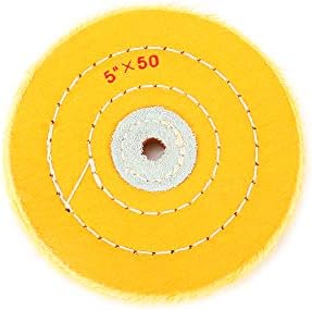 5 יחידות 5 בד מרוט ליטוש גלגל צהוב כותנה בסדר ספירלה תפור מרוט גלגל עבור מטחנת ספסל חיץ כלי עם 2/5 ארבור חור