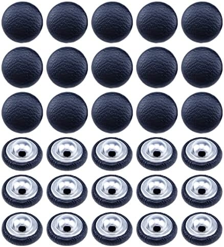 כפתורים מכוסים עור Woogim לכפתורי תפירה למלאכות קישוט ספה 30 יח 'שחור 25 ממ