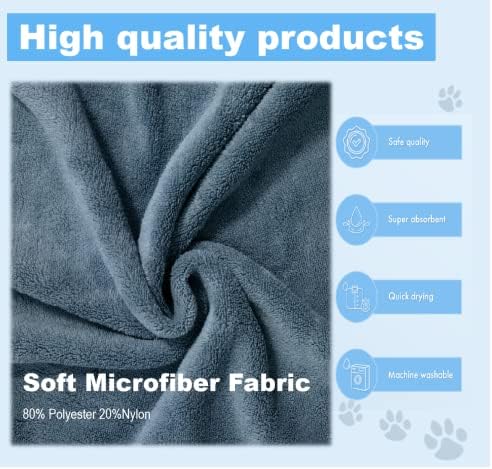 UJCLife Microfiber מגבת טיפוח לחיות מחמד עם כיסי יד ， עיצוב יפני ， איכות יפנית ， סופר סופג מהיר לייבוש