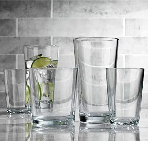 כוסות השתייה של גלאבר, 12 יח '. כוסות זכוכית, כוללות 4 כוסות כדורגל 17 גרם, 4 כוסות סלעים, 13 גרם, 4