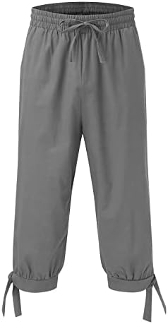 Miashui 8 מכנסי גברים קצרים גברים פנאי בצבע אחיד כותנה ופשתן כפתור כיס חמש נקודות מכנסי רוכסן עם מכנסי