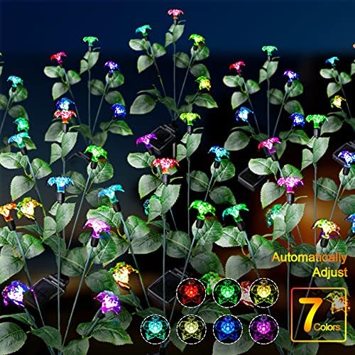 אורות פרחי גן חיצוניים אורות פרחים קישודים אטומים למים 10 ראש 7 אורות מסלול משתנים לצבע לחצר פטיו חצר