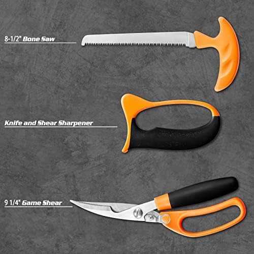 סכין איילים ציד חיצוניים 2022 סט סכין צייד אדום מיפל קאם ידית קמש ערכת איוטית שדה סט מעבד משחק