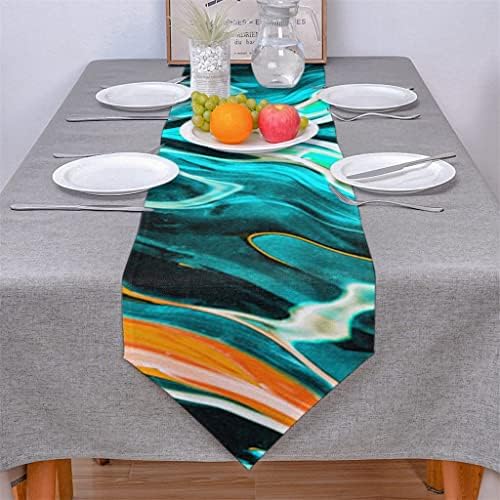 ZLXDP מרקם שיש נוזל שמן שמן שולחן רץ שולחן חתונה עיצוב פרחים עוגת שולחן שולחן שולחן אוכל שולחן אוכל