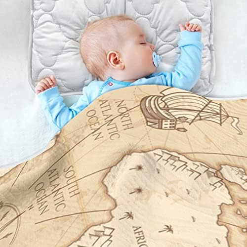 ספינת מפה עולמית שמיכה לתינוקות רכה של שמיכת פעוטות לעריסה למעונות יום עם חומר עבה ורך שמיכה נעימה לטיולון מתנה