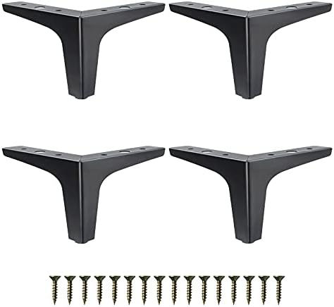 Gosche 4 אינץ 'ריהוט מתכת רגלי שחורות, רגליים לריהוט של 4, רגל ספה מחליפה בסגנון מודרני לשולחן מיטה