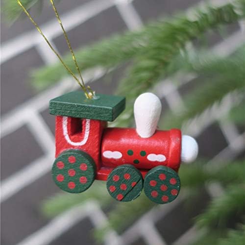 כןתינוק 6 יחידות חג המולד רכבת סט צעצוע עץ חג המולד עץ קישוט קישוט