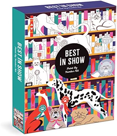 Galison Best in Show - DIY Paint By Number ערכת עם חתולים וכלבים עטורי פרסים מדהימים למתחילים ומומחים