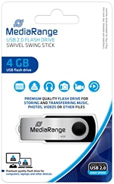 Mediarange USB 2.0 כונן פלאש 4GB - כונן הבזק מיני USB עם מארז כובע מסתובב מאובטח, הרחבת אחסון חיצונית עם מהירות