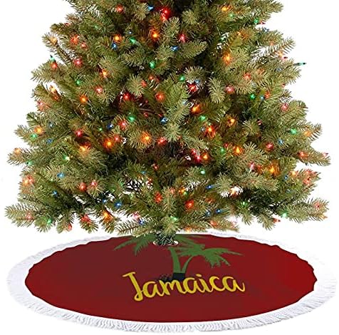 עץ הדקל ג'מייקה חצאיות עץ חג המולד מחצלת עם קישוטים למסיבות חג לחווה של ליל כל הקדושים 48 x48