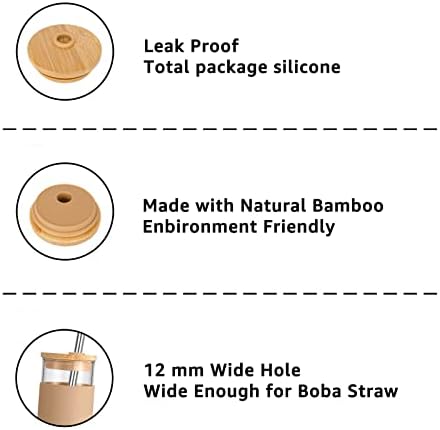 טרונקו במבוק מכסים עם סיליקון אטם, לשימוש חוזר טבעי במבוק מכסים עם קש חור עבור זכוכית כוסות אייס קפה