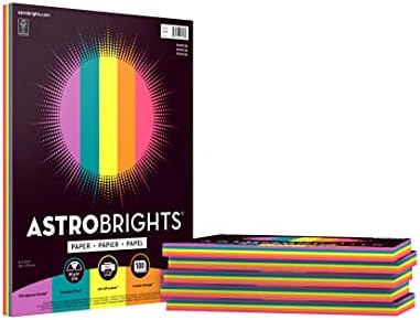 נייר צבעוני Astrobrights, 8.5 x 11, 24 £/89 GSM, טרופי מבחר 5 צבעים, 100 ספירה - 600 גיליונות בסך הכל
