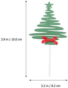 ABAODAM 20 יחידות עץ חג מולד עוגת חג המולד עיצוב נייר טופר קאפקייקס עם ציוד מסיבות קשת משמש לחגוג את חג המולד