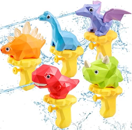 אקדחי מים לילדים 5 יחידות צעצועי בריכה לפעוטות צעצועי מים חיצוניים דינוזאור אקדחי להשפריץ קיץ בחצר