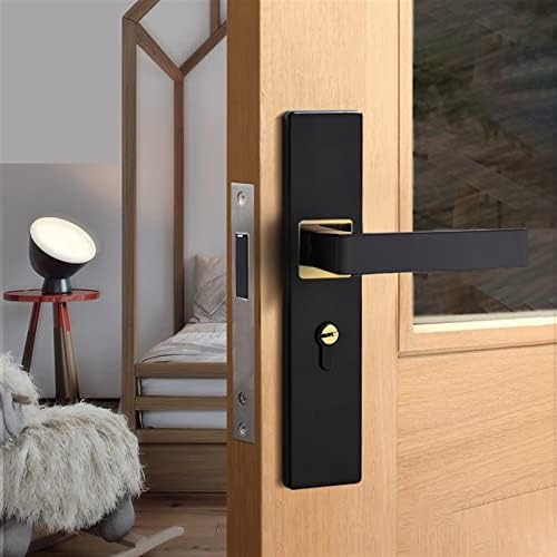 Liugou שחור אילם דלת חדר שינה מנעול עם מפתחות כניסה לאבטחה דלת הידית מנעול אנטי-גניבה על ידי ידיות דלת