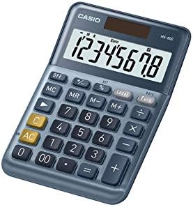 מחשבון שולחן עבודה של CASIO MS-80E המרת מטבע 8 ספרות, חזית אלומיניום, כפתור תיקון מהיר, סולארי/סוללה מופעל