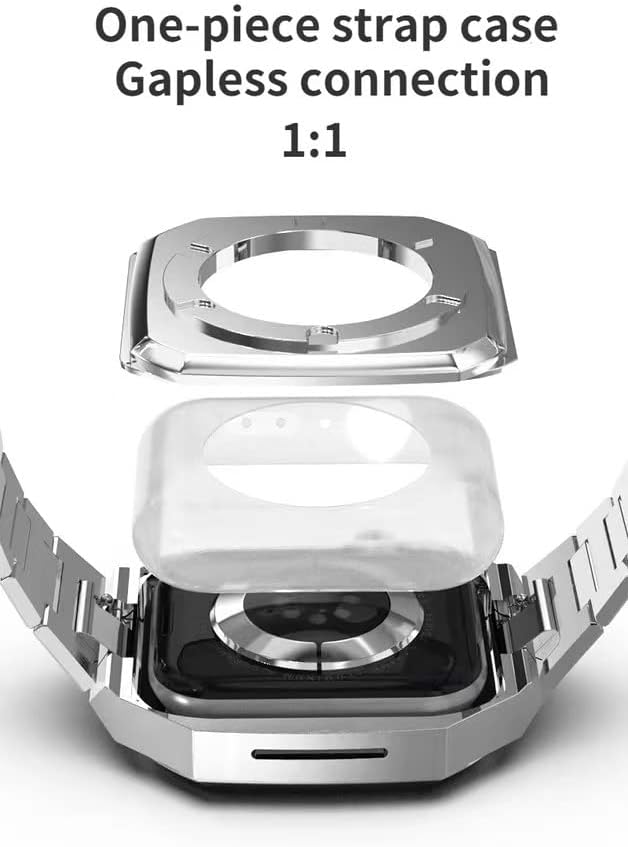 מארז מתכת Trdybsk+רצועת עור עבור Apple Watch 40 ממ 45 ממ ערכת שינוי יוקרה פס עגל יוקרה עבור iWatch SE