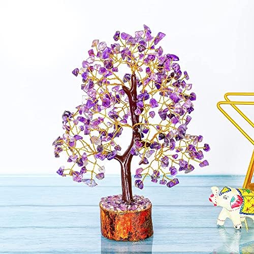 עץ קריסטל אמטיסט - קריסטל סגול - תפאורה של פנג שואי - עץ חיים קריסטל - קריסטלים אמטיסטים - מתנות